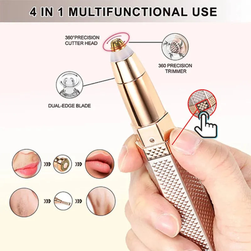 4 in 1 Multi-Functional Hair Remover and Eyebrow Trimmer USB Rechargeable Painless Epilator