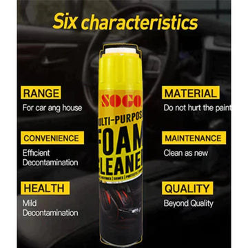 SOGO Multifunctional Quick and Easy Foam Cleaner for Home and Auto with Deep Cleaning Action for Upholstery Leather and Carpets 650mL
