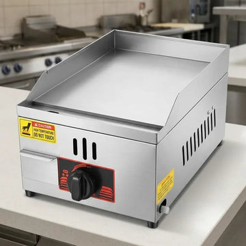 Commercial Gas Griddle 12'' x 15'' - Heavy Duty Stainless Steel Flat Top Grill for Restaurants