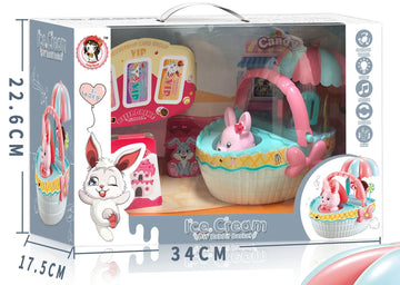 Ice-Cream Trolley Truck Bunny Ice Cream Basket with Music and Lights Toy | Fun Playset for Kids