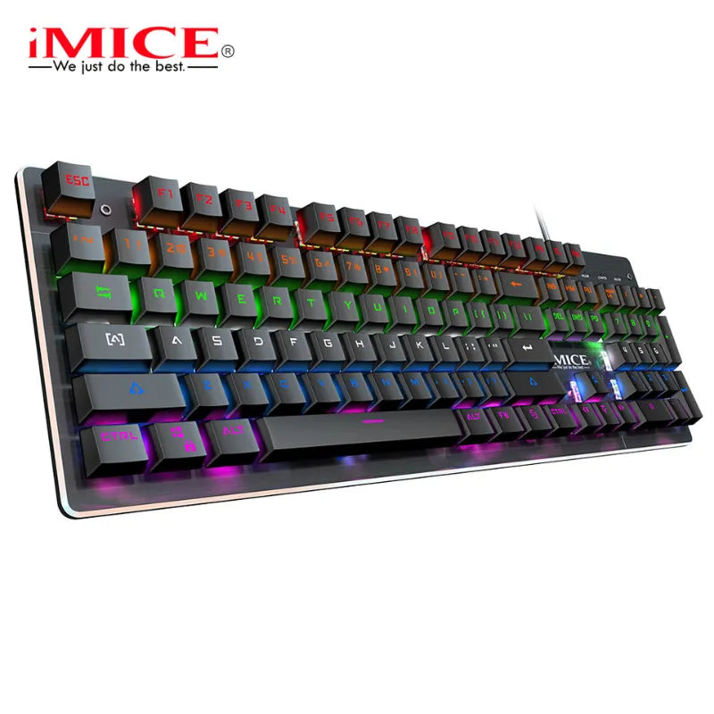 MK-X80 Wired Mechanical Gaming Keyboard with Blue Switches, RGB Backlight, and Multimedia Keys