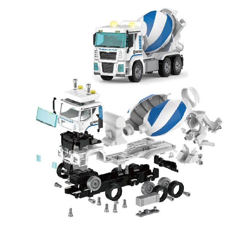 DIY Sound Light Mixer Truck Friction Engineering Vehicle Toy for Kids