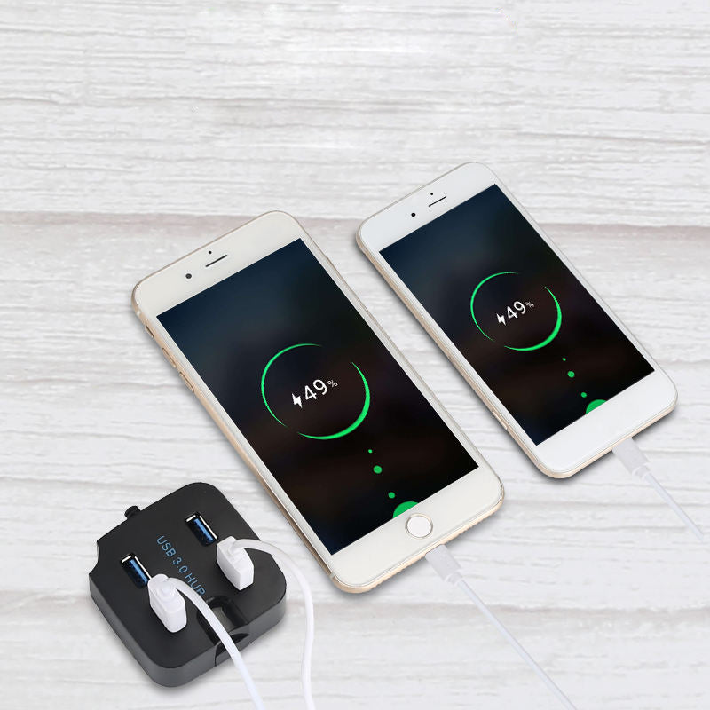 Lightweight USB 3.0 4-Port Hub with Mobile Phone Holder