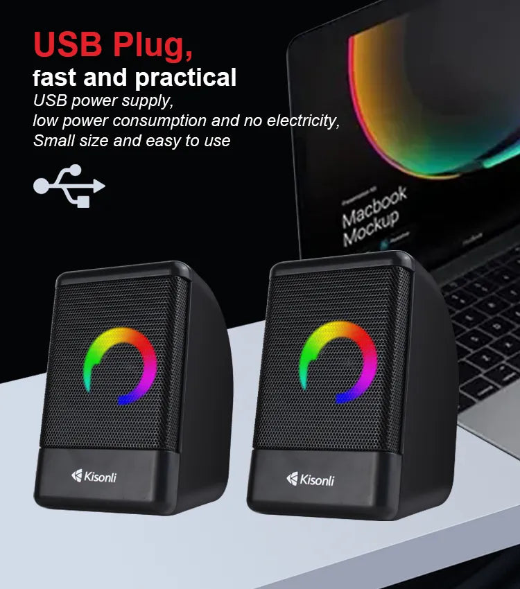 Kisonli L-8080 Cool Music Box Portable USB Speakers Black