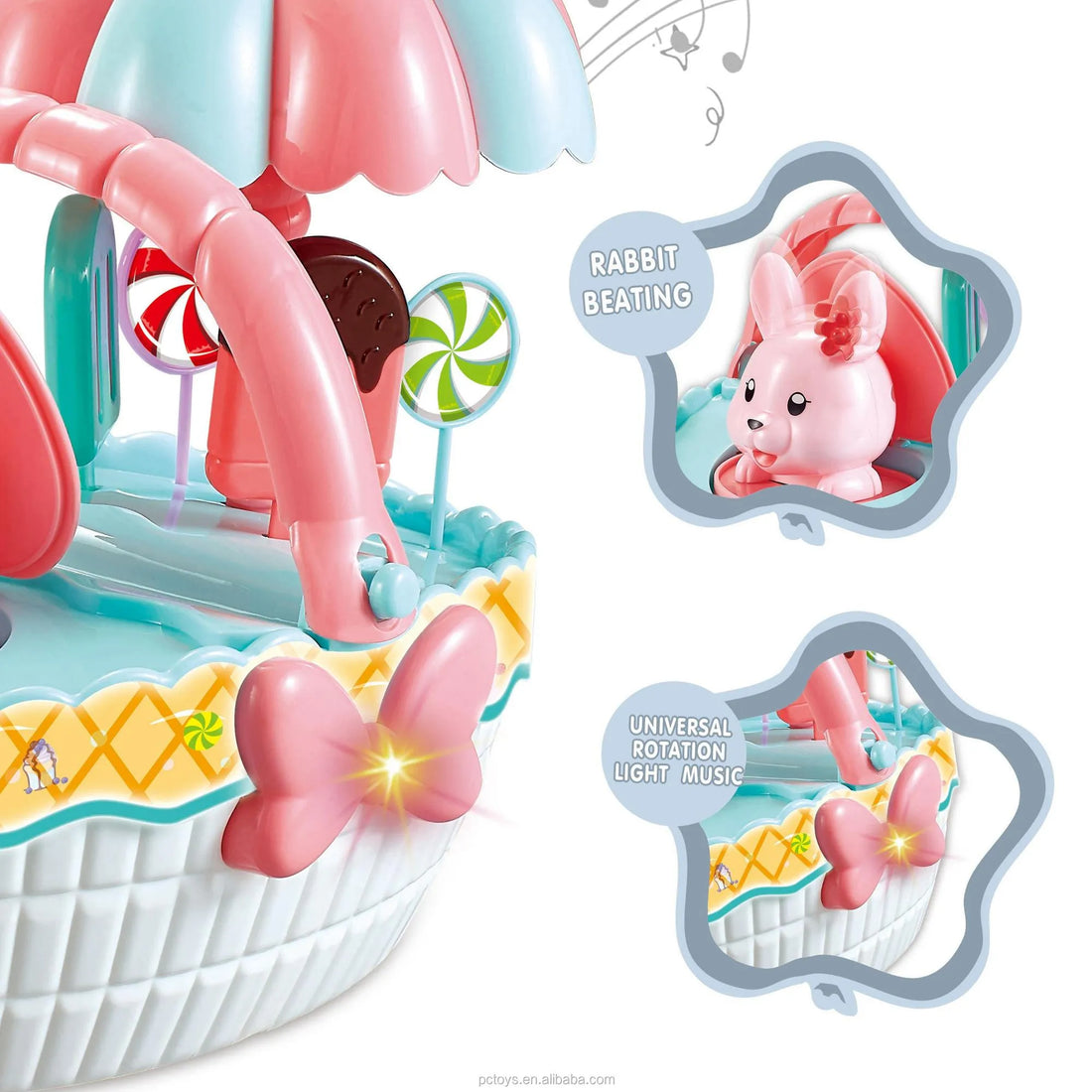 Ice-Cream Trolley Truck Bunny Ice Cream Basket with Music and Lights Toy | Fun Playset for Kids