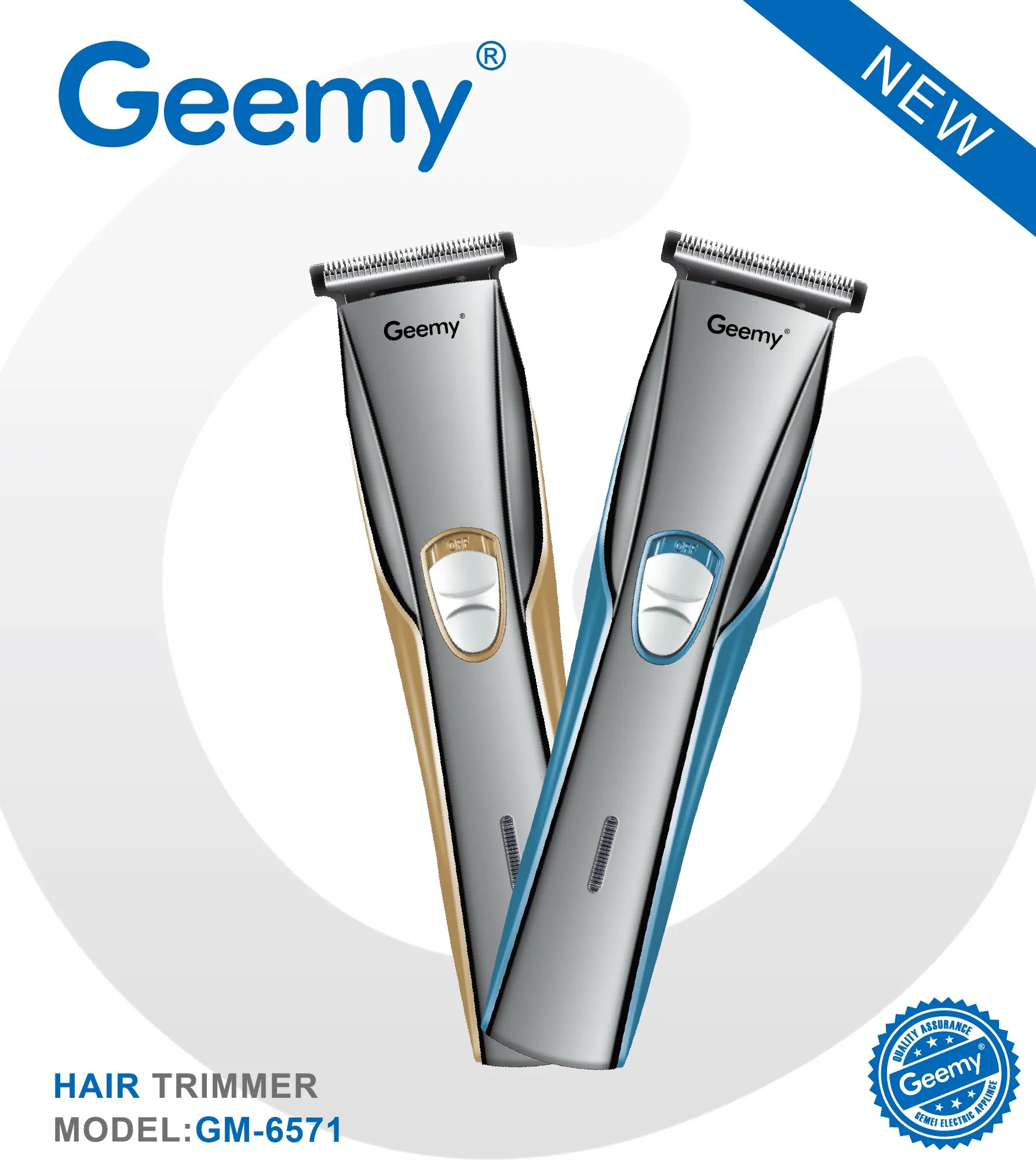 Geemy GM-6571 Professional Rechargeable Hair Trimmer with Adjustable Stainless Steel Blade