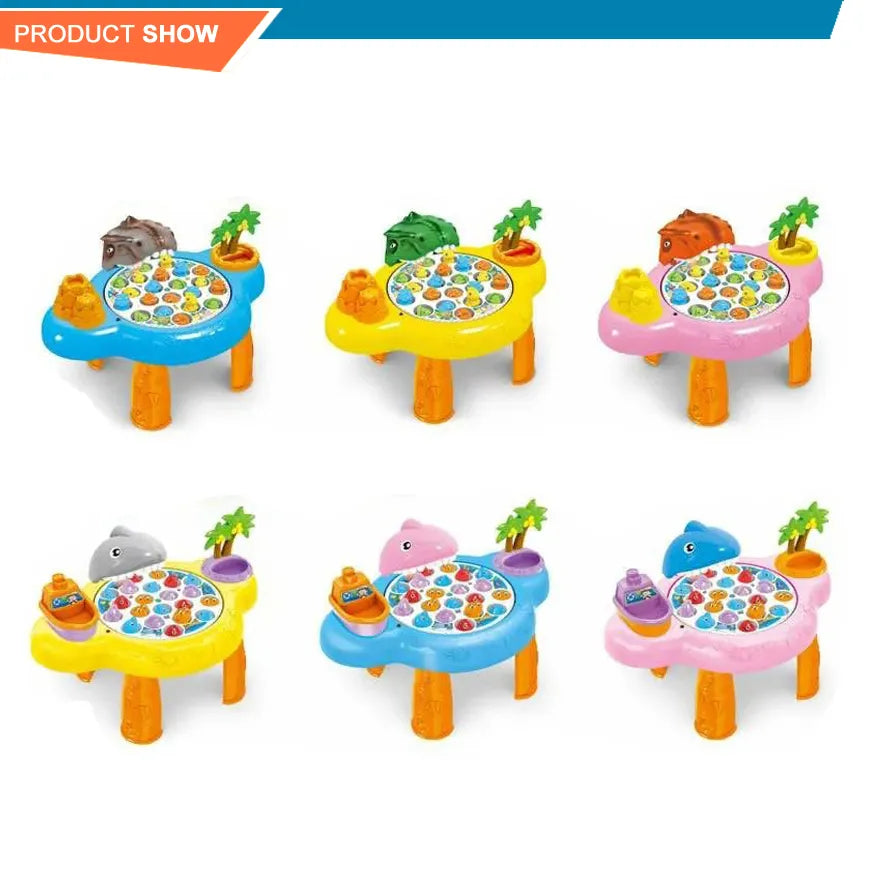 Magnetic Fishing Set Let's Go Fishing Game Toy for Kids with Music and Rotating Board