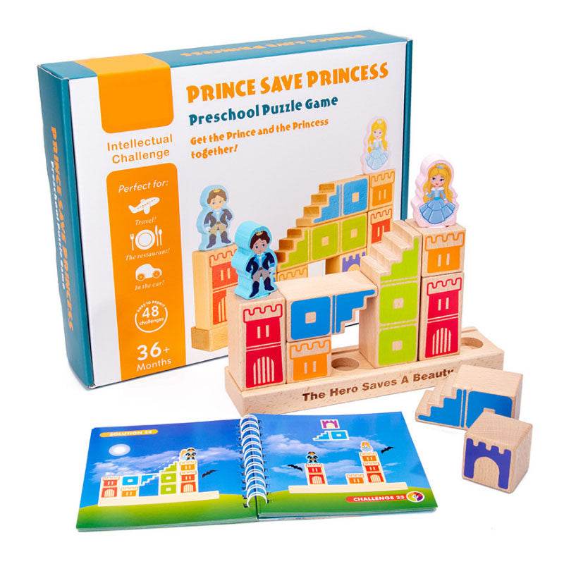 Wooden Building Blocks Toy Prince Save The Princess Interactive Game For Kids 3D Blocks - Al-Raheem Imports