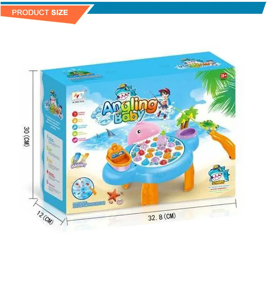 Magnetic Fishing Set Let's Go Fishing Game Toy for Kids with Music and Rotating Board