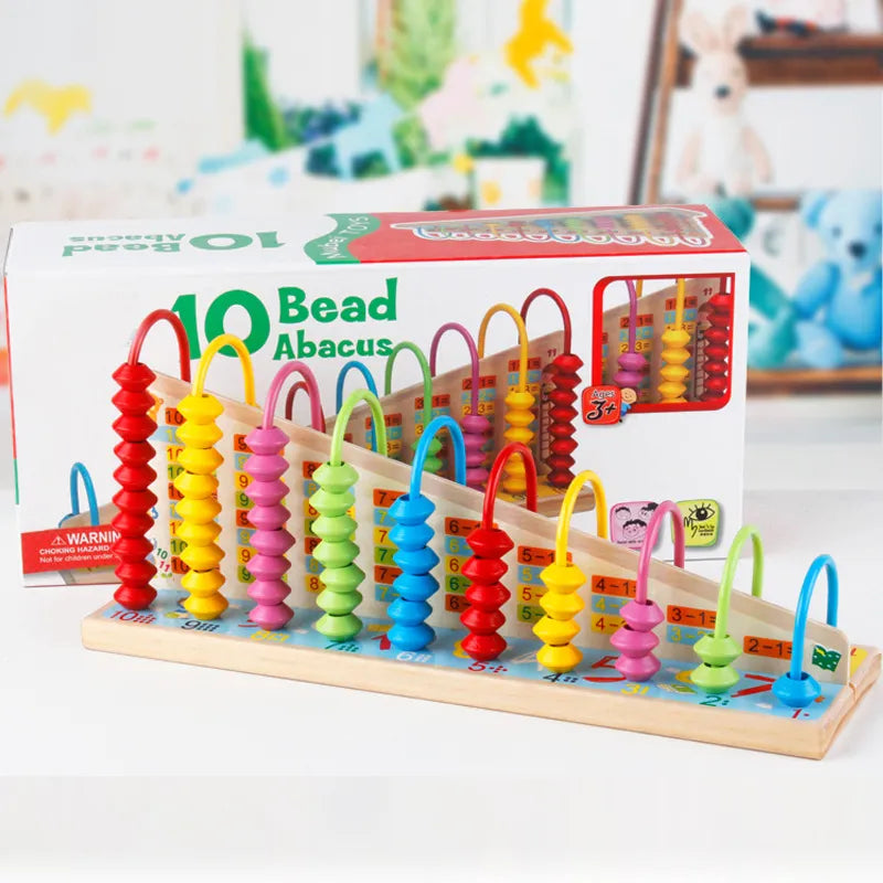 Traditional 10 Bead Wooden Abacus Classic Math Learning Toy for Kids