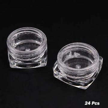 2 Packs of 12 Piece Round Small Storage Plastic Bottles for Jewelry Beads Cosmetics and Accessories with Clear Screw Lid Jars for Travel and Makeup Sampling