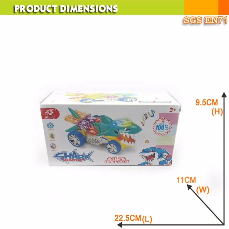 Toykart Cartoon Shark Raid Battery Operated Dancing Car with 360° Rotation, Lights & Music