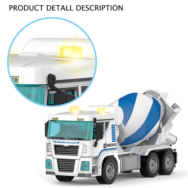 DIY Sound Light Mixer Truck Friction Engineering Vehicle Toy for Kids