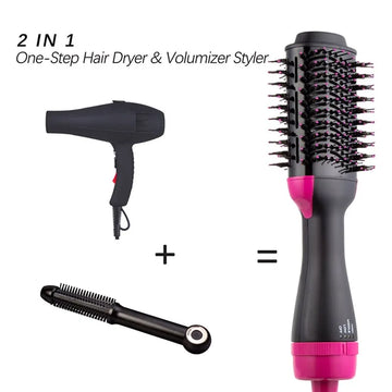 2 In 1 One Step Hair Dryer And Volumizer Brush Tourmaline Ceramic Negative Ion Fast Styling Straightener Curler