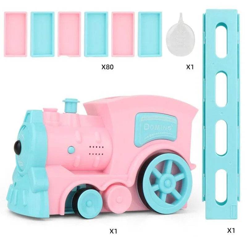 80Pcs Electric Domino Train Set DIY Automatic Laying Educational Toy for Children with Lights and Sound - Al-Raheem Imports
