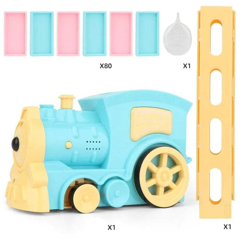 80Pcs Electric Domino Train Set DIY Automatic Laying Educational Toy for Children with Lights and Sound - Al-Raheem Imports