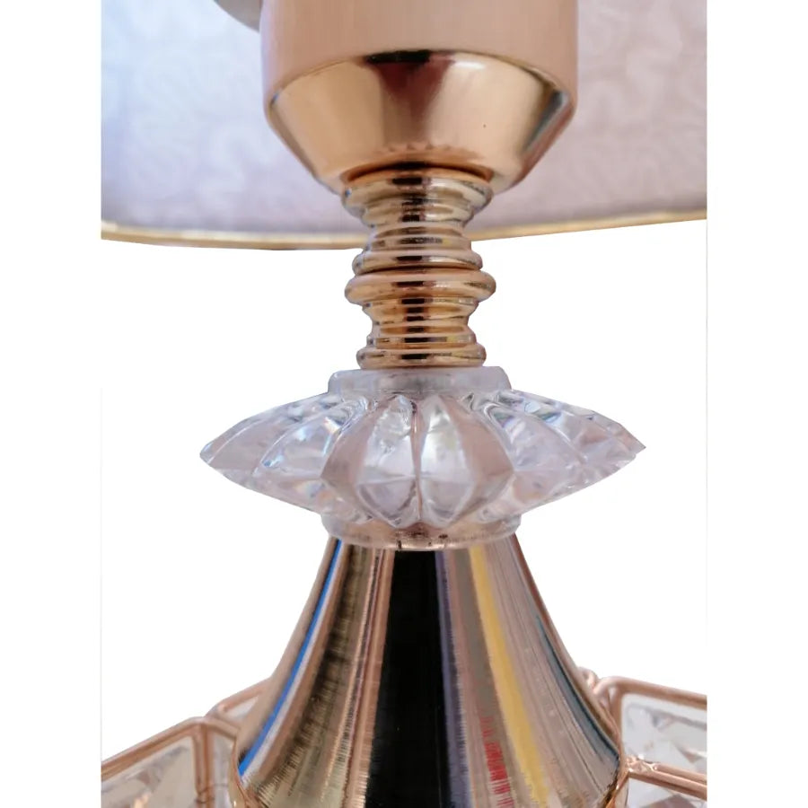 Nordic Crystal Table Lamp Modern Bedroom Bedside Light with Fabric Shade