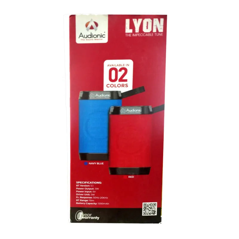 LYON Portable Mobile Speaker with Flashing LED 3W Bluetooth 5.1 USB TF Card Support Navy Blue Red