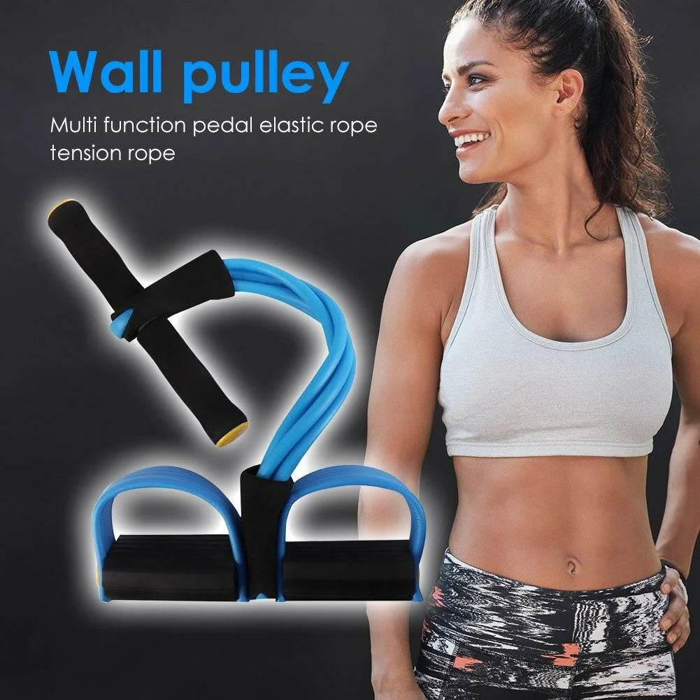 4 Tube Elastic Pull Rope Abdominal Ankle Pedal Home Gym Sport Training Fitness Equipment - Al-Raheem Imports