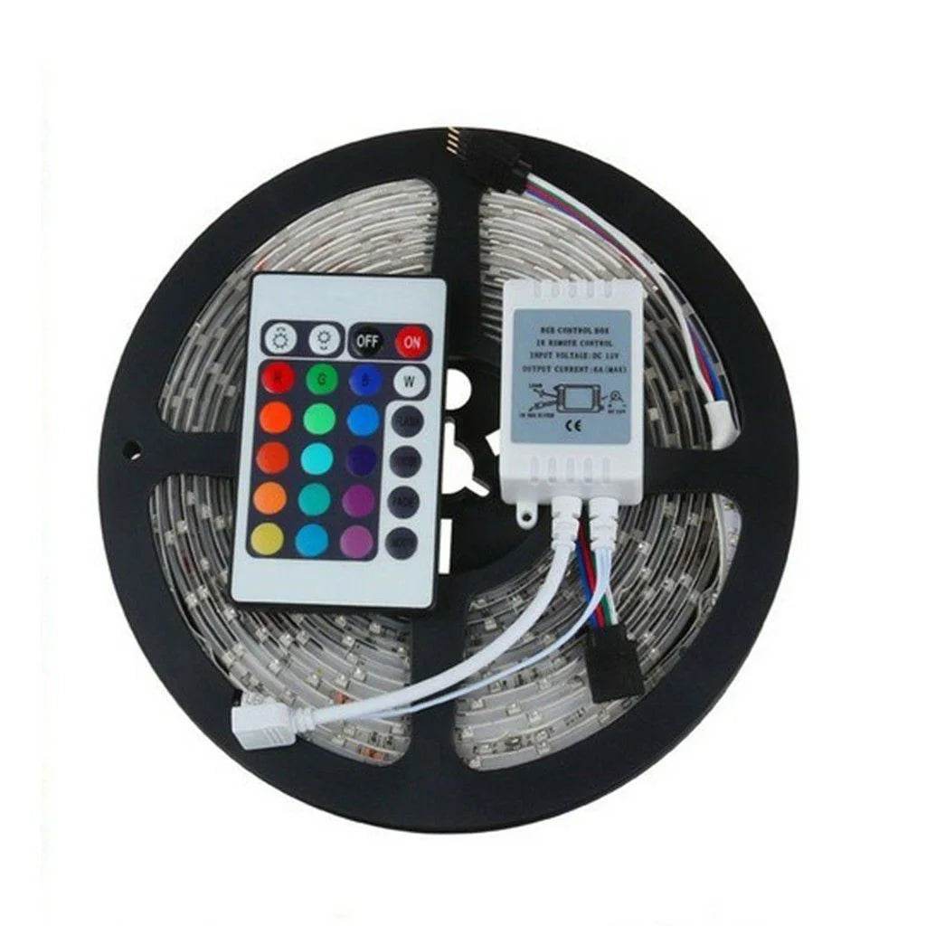 5M RGB Waterproof LED Strip Light12V Current With Remote Controller - Al-Raheem Imports