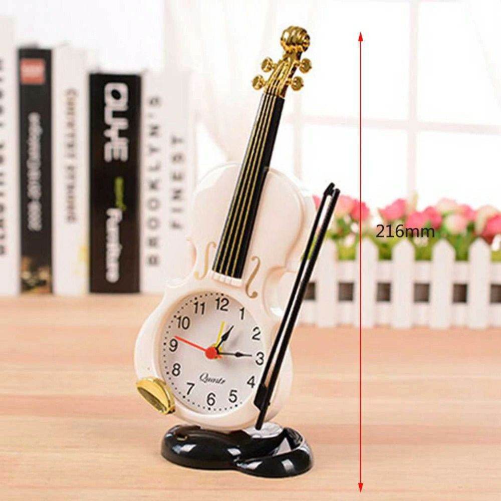 Creative Table Clock Student Violin Home Decor Fiddle Quartz Alarm Clock - Al-Raheem Imports