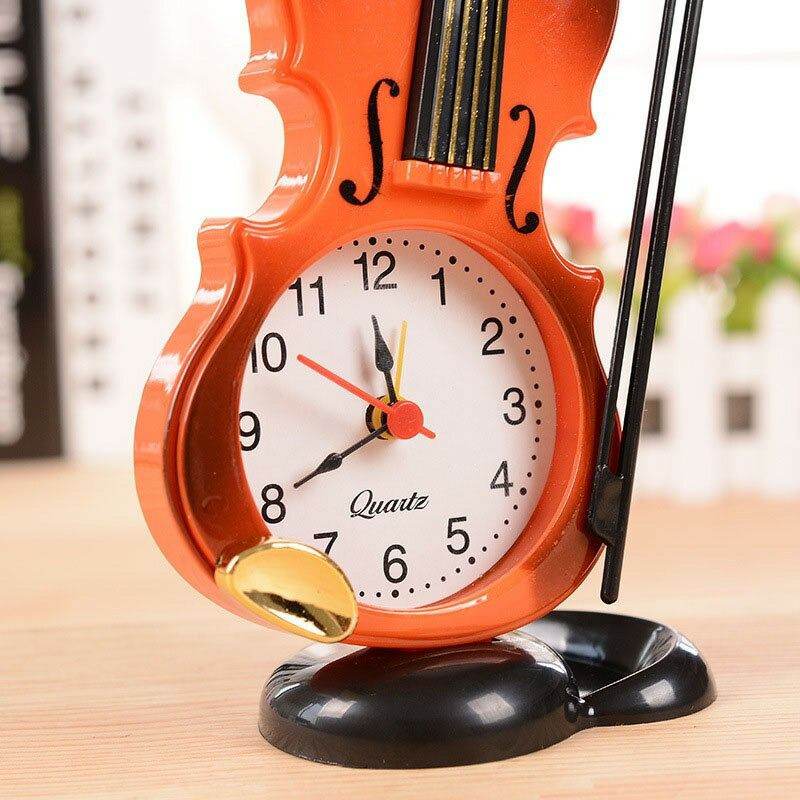 Creative Table Clock Student Violin Home Decor Fiddle Quartz Alarm Clock - Al-Raheem Imports