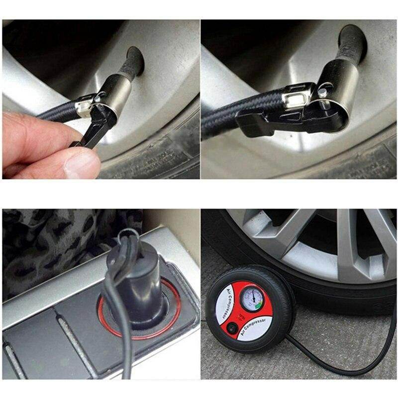 DC 12V Electric Car Tire Inflatable Air Pumps Tyre Pressure Monitor Compressor Portable For Bike Car - Al-Raheem Imports