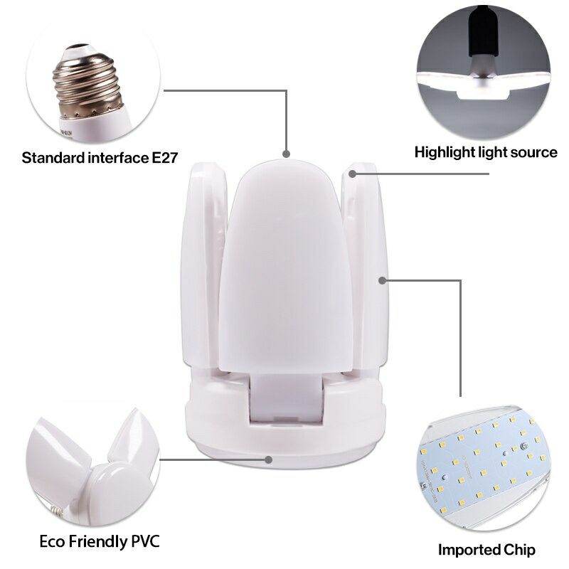 E27 Mini 28W Cool White Led Folding Light Bulb 2800lm - Al-Raheem Imports