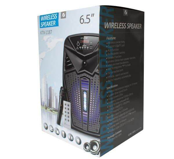 KTX-1187 6.5 Inch Karaoke Portable Bluetooth Led Speaker USB-TF-FM With Microphone - Al-Raheem Imports