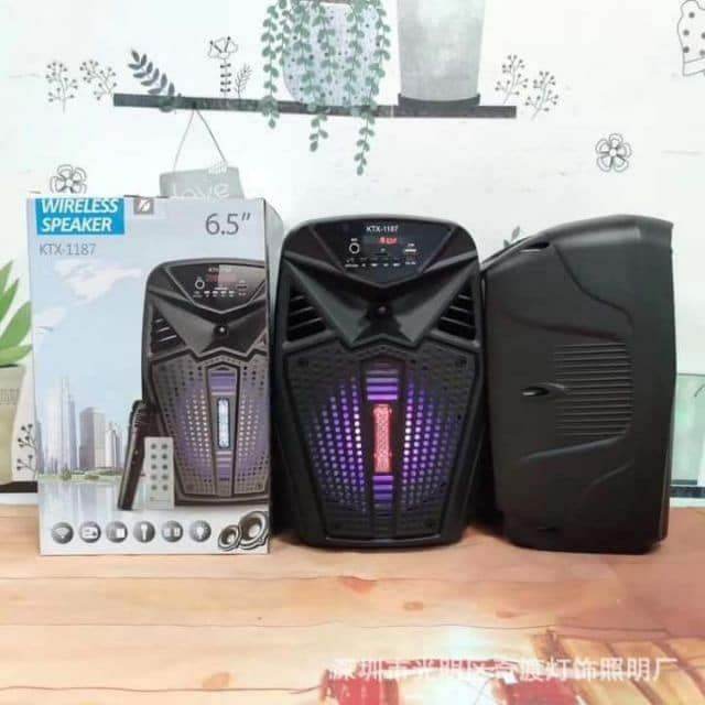 KTX-1187 6.5 Inch Karaoke Portable Bluetooth Led Speaker USB-TF-FM With Microphone - Al-Raheem Imports