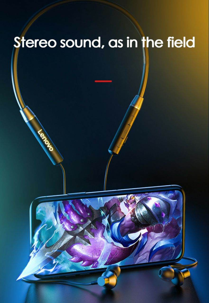 Lenovo HE05 Bluetooth 5.0 Neckband Wireless Stereo Sports Magnetic Headphones IPX5 Waterproof - Al-Raheem Imports