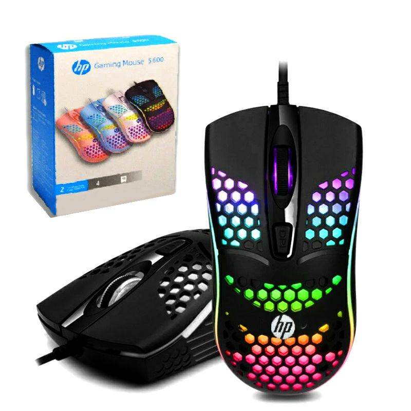 Lightweight Optical S600 Honey Comb Design RGB Gaming Mouse - Al-Raheem Imports