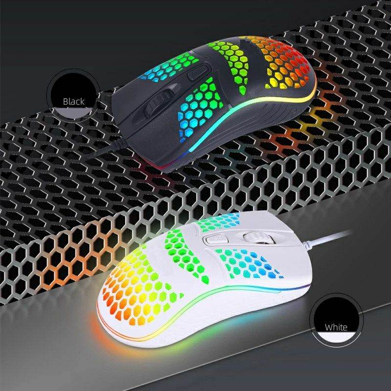 Lightweight Optical S600 Honey Comb Design RGB Gaming Mouse - Al-Raheem Imports