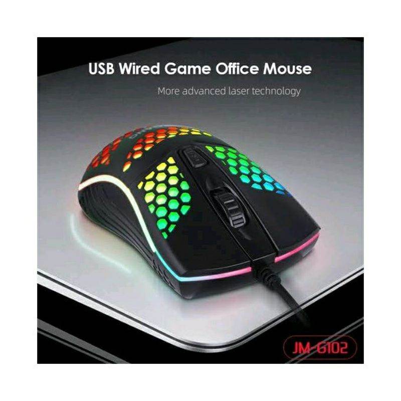 Lightweight Optical S600 Honey Comb Design RGB Gaming Mouse - Al-Raheem Imports