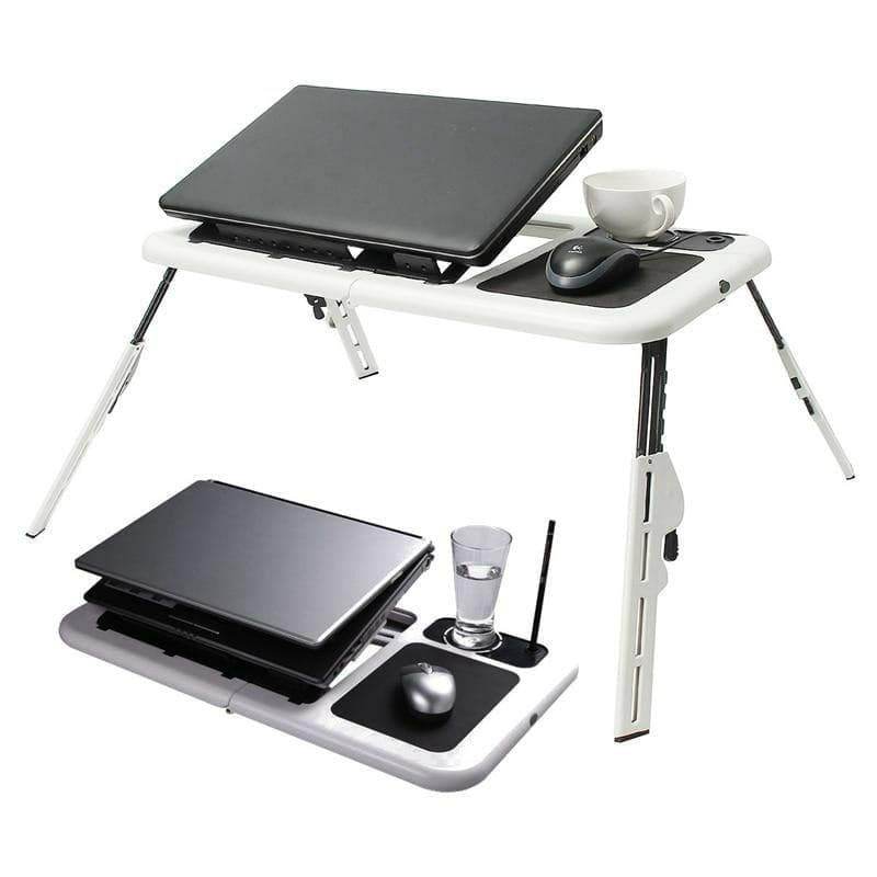 Multi-Function Folding Laptop Desk Table Laptop Stand Holder With 2 USB Cooling Fans Mouse Pad For Bed - Al-Raheem Imports