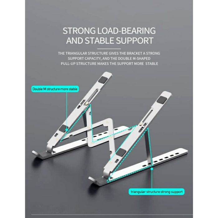 Portable Aluminium Lightweight Laptop Stand With 7 Adjustable Height Levels - Al-Raheem Imports