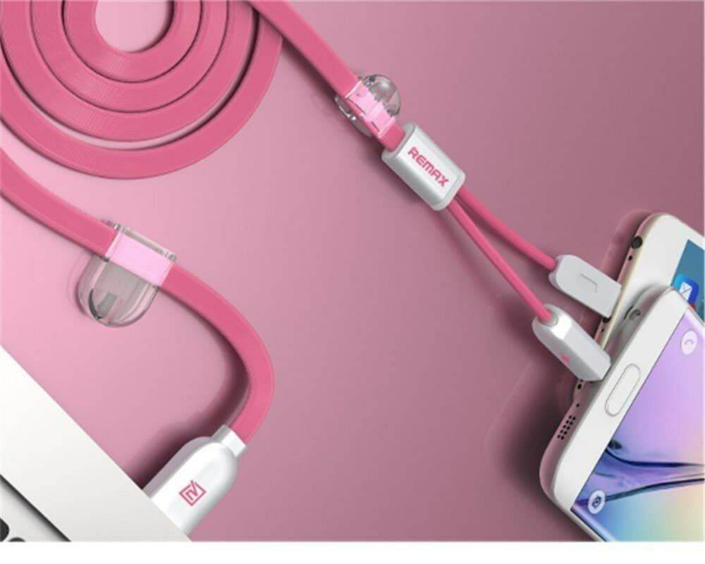 Remax At The Same Time Fast Charging 2 In 1 USB Cable Magnetic Charging High Quality - Al-Raheem Imports
