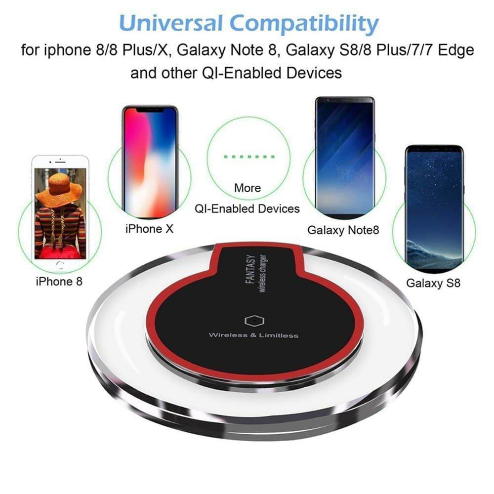 Universal Qi Charging Pad Mobile Phone Adapter Dock Station Wireless Charger - Al-Raheem Imports