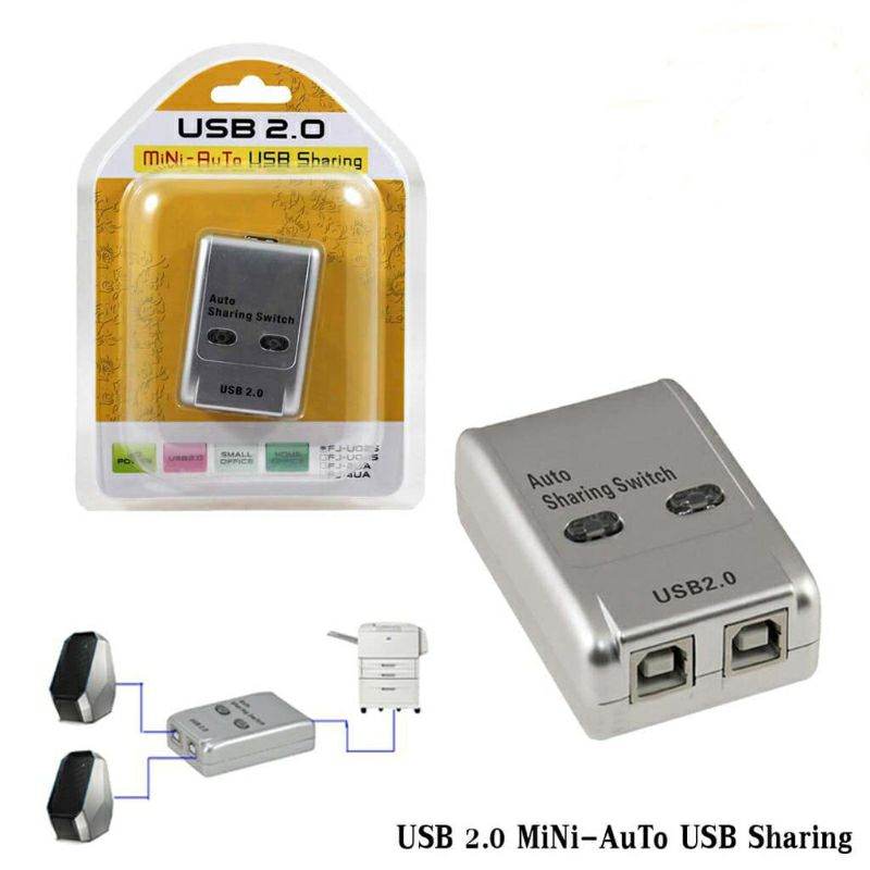 USB 2.0 Mini-Auto Sharing Hub With Two Ports For Computer PC Printer - Al-Raheem Imports