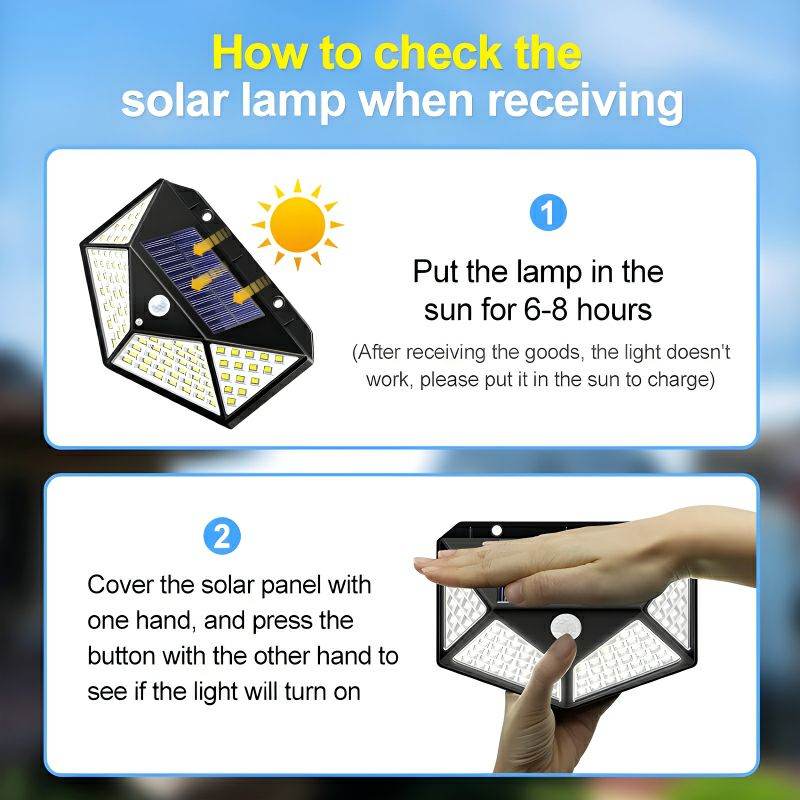 100 LEDs Rechargeable Motion Sensor Solar Interaction Waterproof Wall Lamp - Al-Raheem Imports