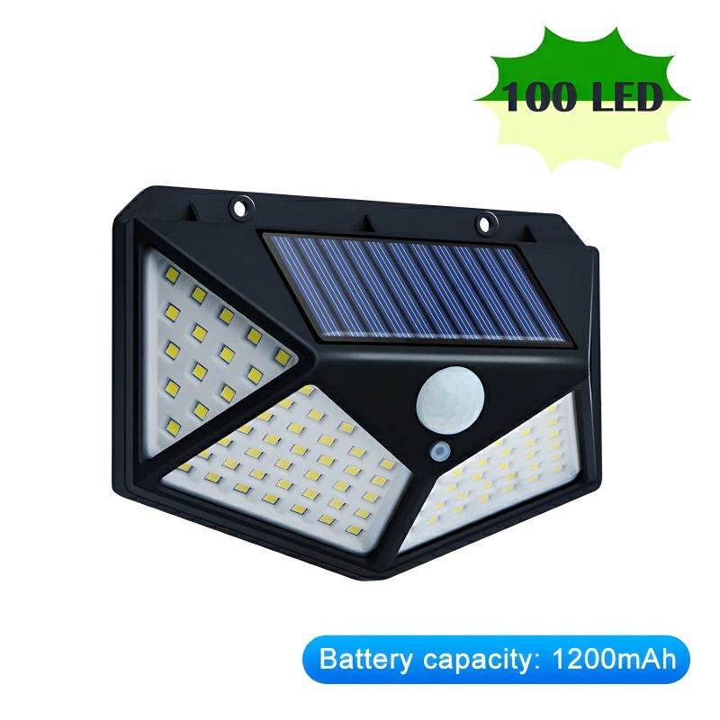 100 LEDs Rechargeable Motion Sensor Solar Interaction Waterproof Wall Lamp - Al-Raheem Imports