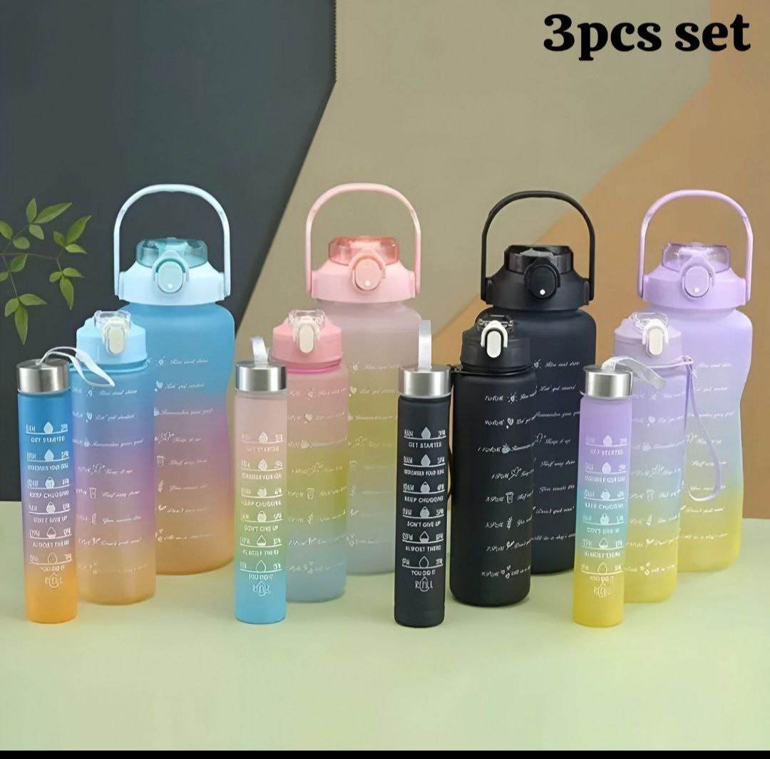 Pack of 3 Pcs Water Bottle Set for Sports & Outdoor, Gym, Fitness, and Travel. - Al-Raheem Imports