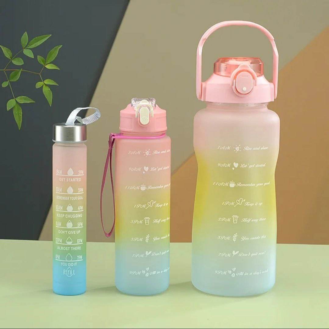 Pack of 3 Pcs Water Bottle Set for Sports & Outdoor, Gym, Fitness, and Travel. - Al-Raheem Imports