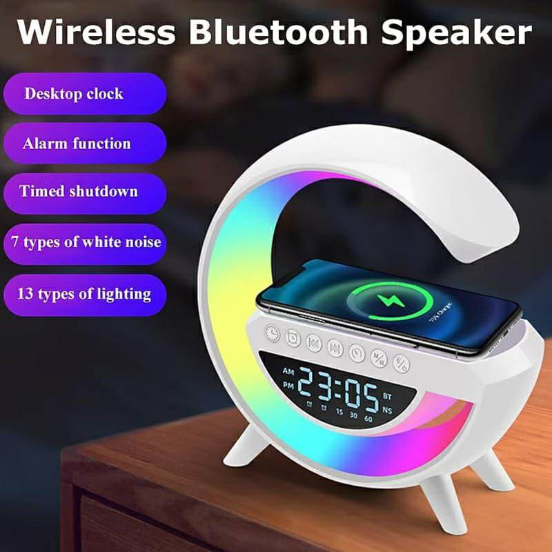 BT-3401 LED Display Wireless Phone Charger Bluetooth Speaker With Seven Color Selections, Alarm Clock, FM Radio - Al-Raheem Imports