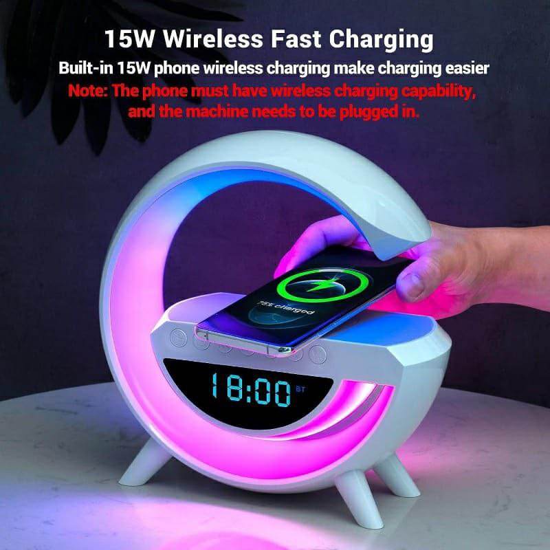 BT-3401 LED Display Wireless Phone Charger Bluetooth Speaker With Seven Color Selections, Alarm Clock, FM Radio - Al-Raheem Imports