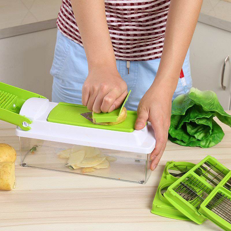 12pcs Set Nicer Dicer Plus Multi-Function Kitchen Tool Vegetables Fruits Dicer Food Slicer Cutter - Al-Raheem Imports