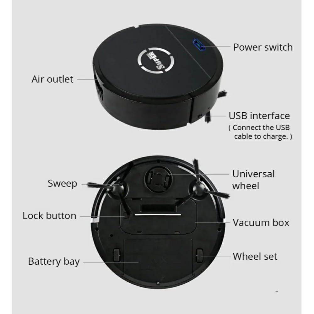 Ultimate Multi-Function Sweeping Robot Cleaner With Super Storng Suction, One-Key Operation, Bass Cleaning, 360 Rotation - Al-Raheem Imports
