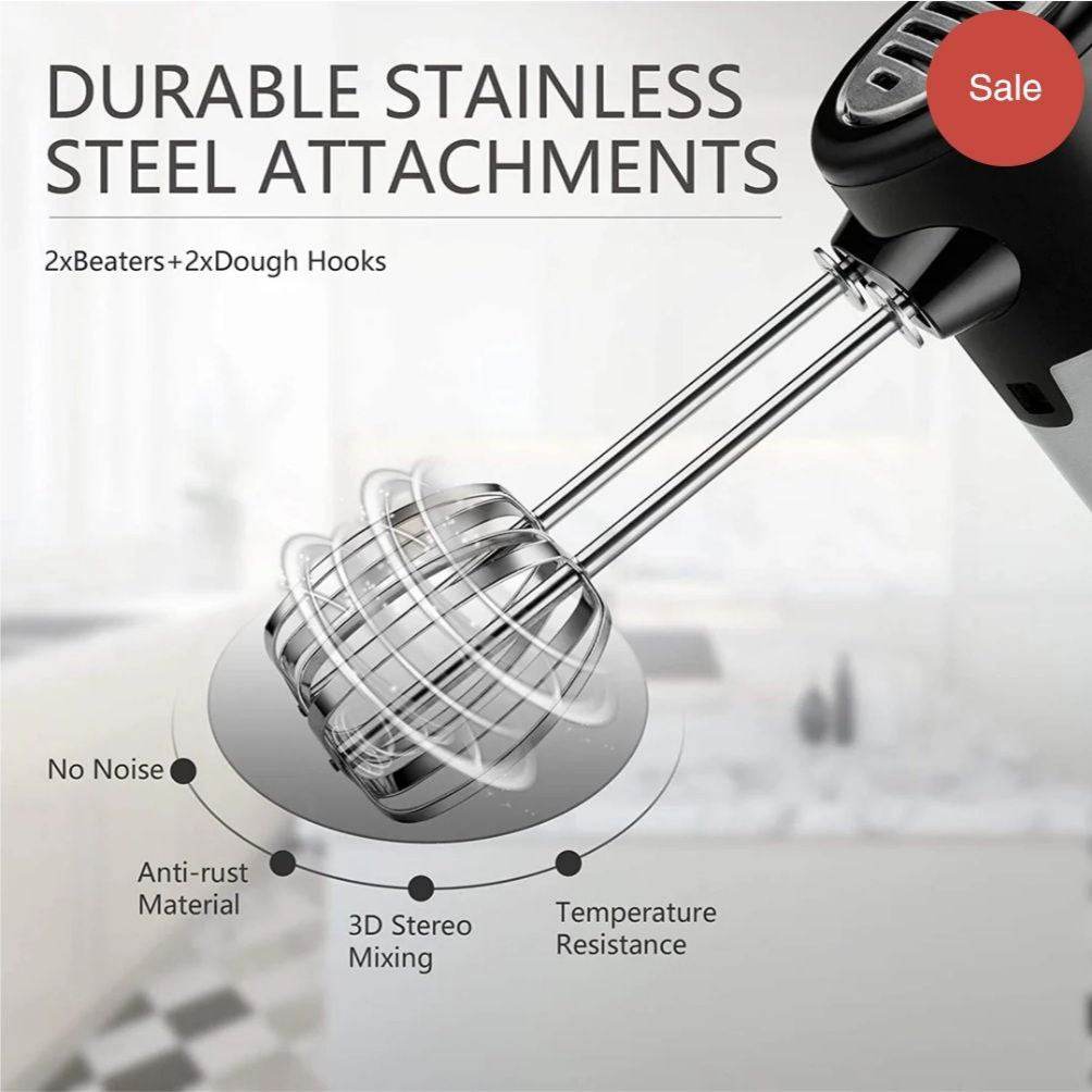 Bear 2 in 1 Classic Stand & Hand Mixer: 5-Speed QuickBurst with Bowl Rest - Versatile Kitchen Essential - Al-Raheem Imports