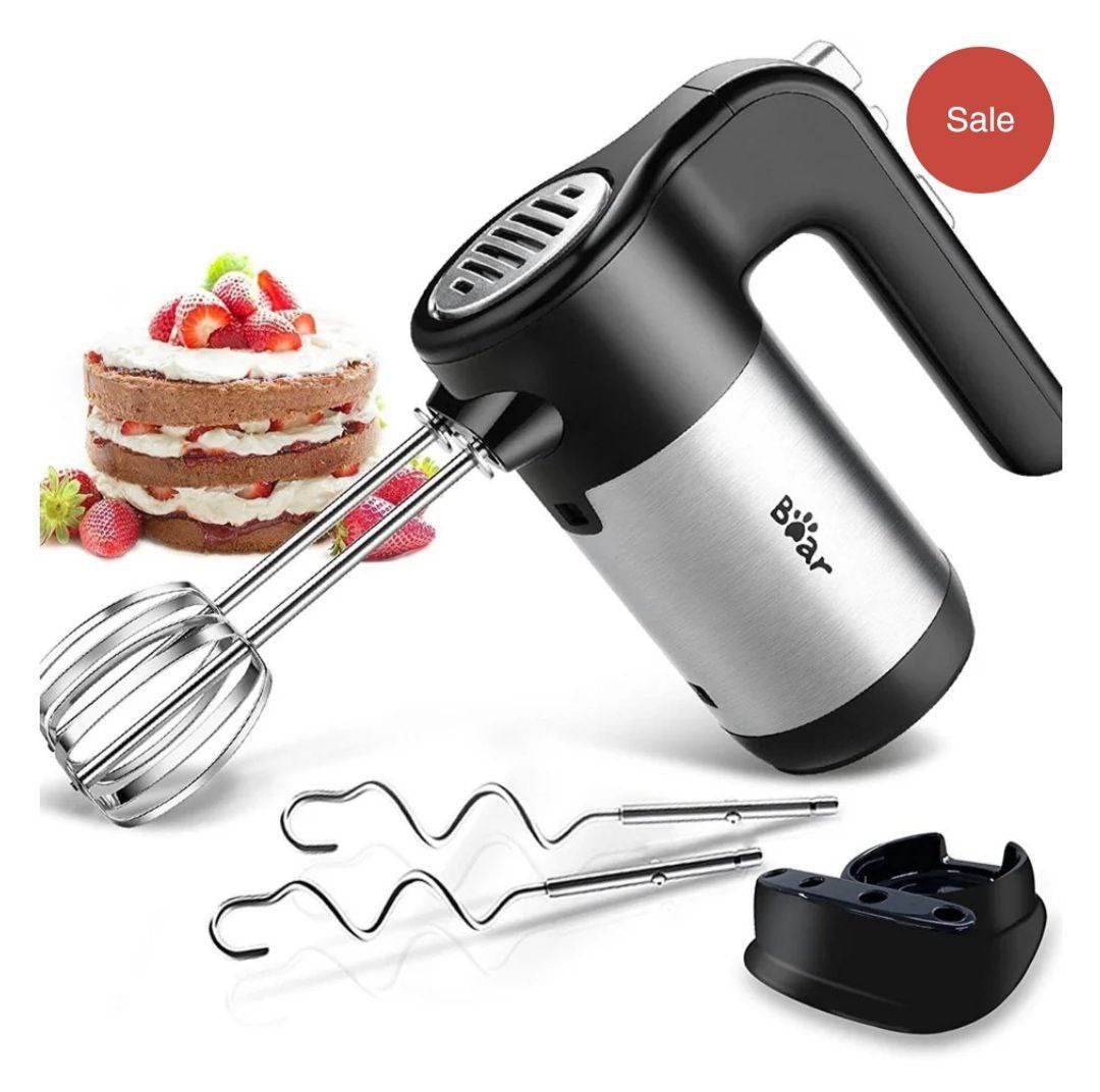 Bear 2 in 1 Classic Stand & Hand Mixer: 5-Speed QuickBurst with Bowl Rest - Versatile Kitchen Essential - Al-Raheem Imports