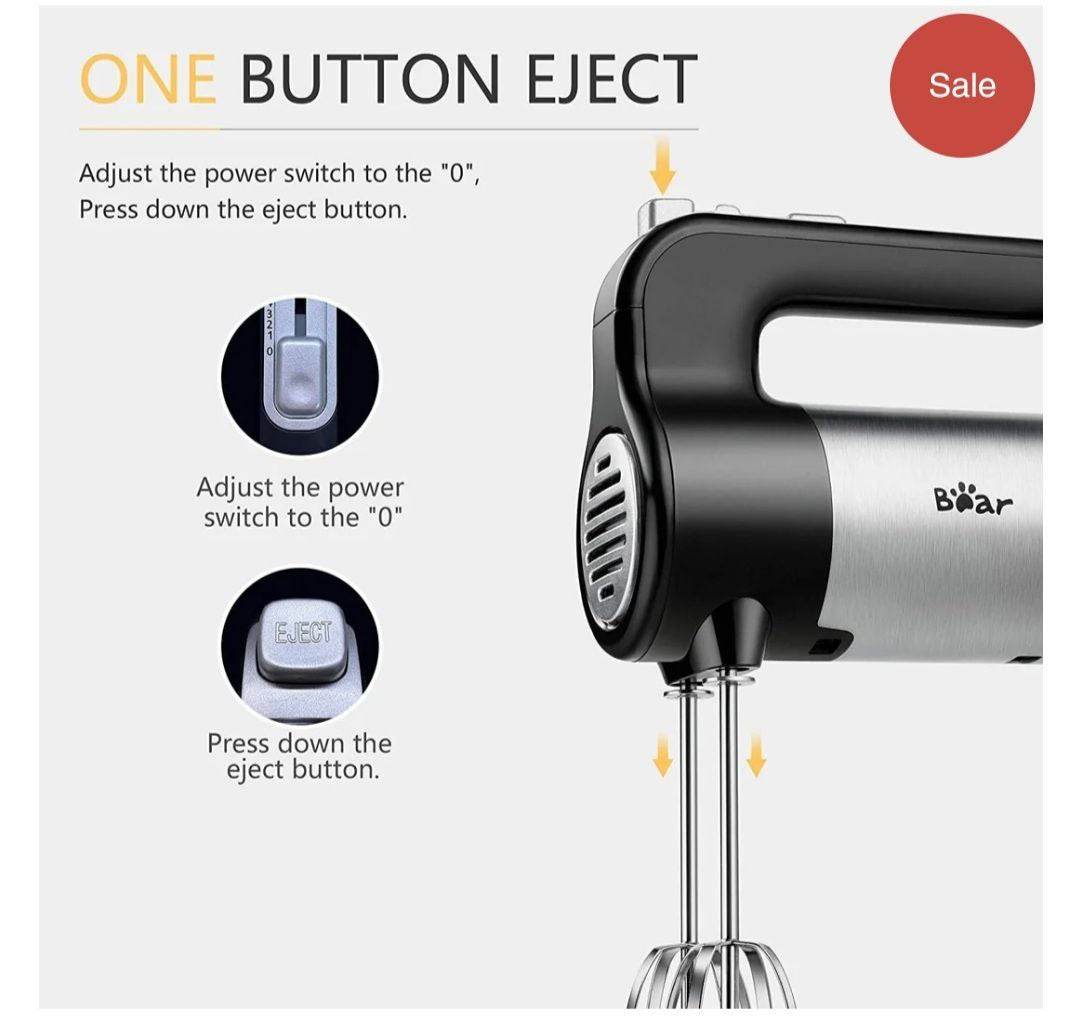 Bear 2 in 1 Classic Stand & Hand Mixer: 5-Speed QuickBurst with Bowl Rest - Versatile Kitchen Essential - Al-Raheem Imports